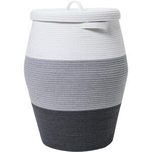 26" x 20" Tall Extra Large Storage Basket with Lid, Cotton Rope Storage
